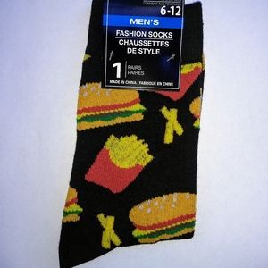 Men's Novelty Cheeseburger and French Fries Socks